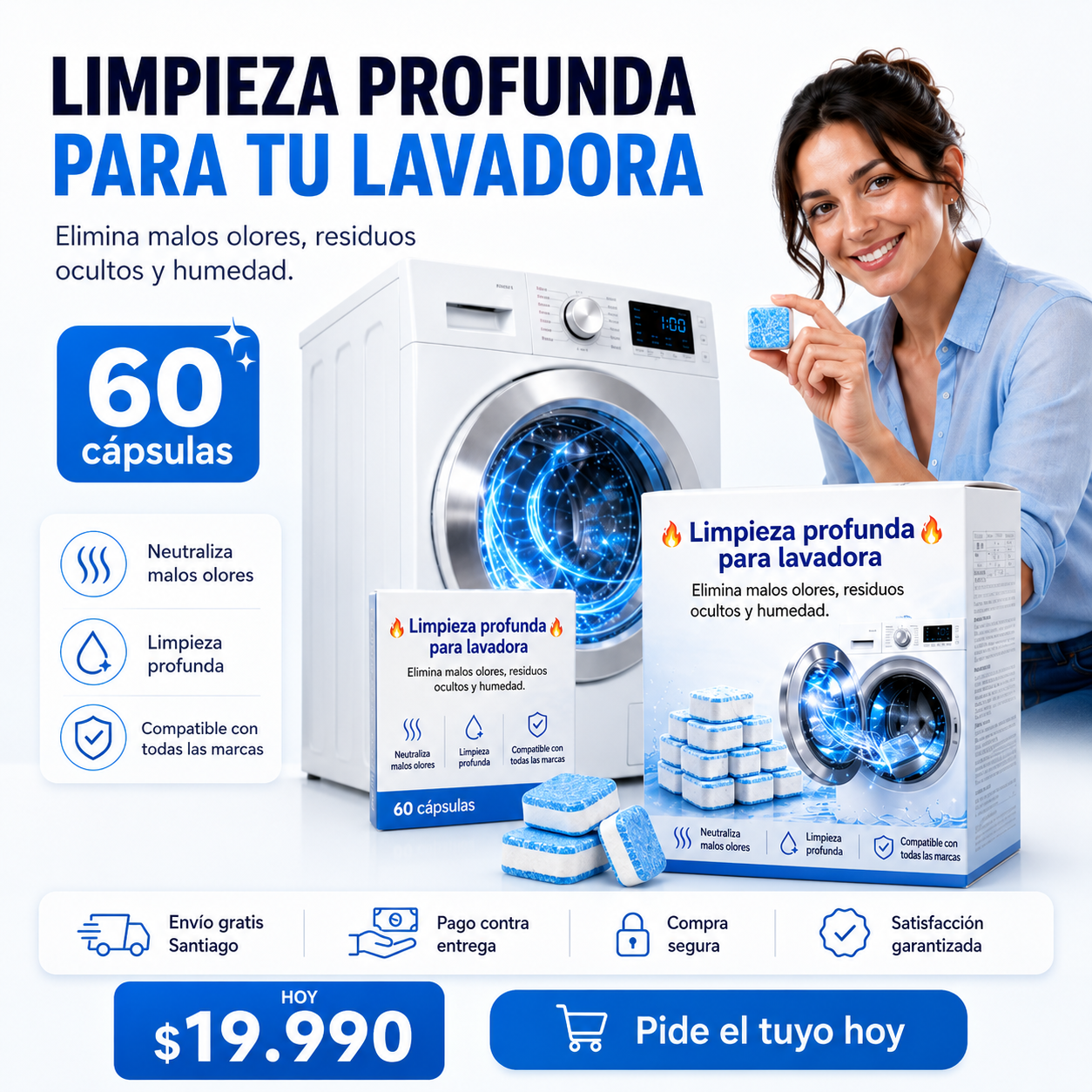 Pack 60 pastillas limpia lavadora - Deja Tu Lavadora como Nueva