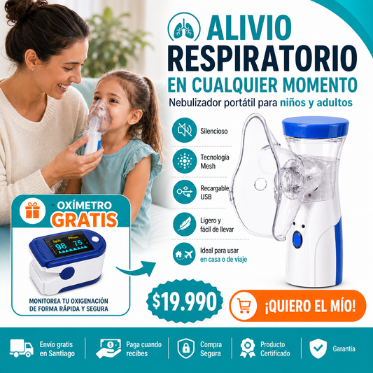 Cuando necesitas nebulizar, lo último que quieres es salir a buscar uno + Oximetro de Regalo